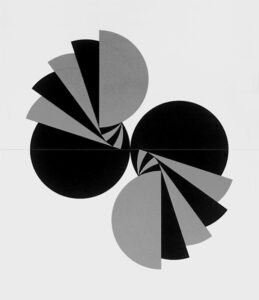 Geschichtete Halbkreise über Kreis, 1957–1960, Collage nicht mehr nachvollziehbar, Ingrespapier, Graphit, Karton, Privatsammlung